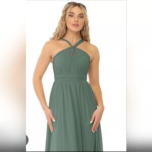 Azazie Kielle Formal Bridesmaid Prom Dress Green Eucalyptus Size 4 Worn Once